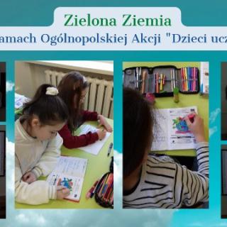Zielona Ziemia - uczniowie podczas zajęć w ramach Ogólnopolskiej Akcji „Dzieci uczą rodziców”.