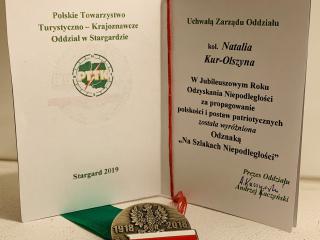 Odznaka dla p. Natalii Kur-Olszyny!