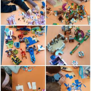 Klasa 3 d podczas sprawdzania swoich sił w budowaniu z klocków Lego.