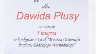 Dawid - Mistrzem Ortografii Powiatu Łódzkiego Wschodniego