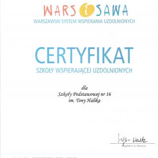 Otrzymaliśmy Certyfikat "Wars i Sawa"
