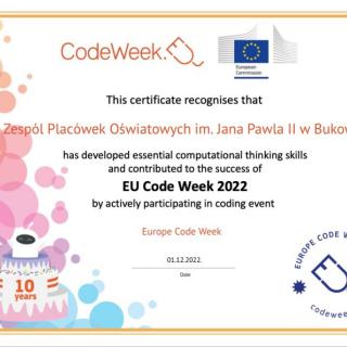 Certyfikat CodeWeek 