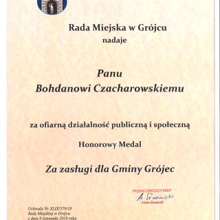 Wyróżnienie dla Pana Bohdana Czacharowskiego.