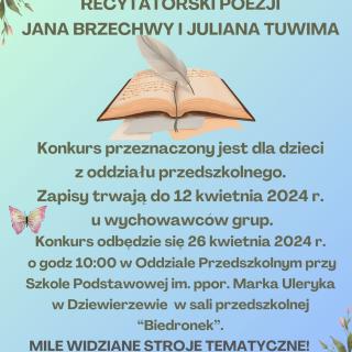 Przedszkolny konkurs recytatorski poezji Jana Brzechwy i Juliana Tuwima. 🐦