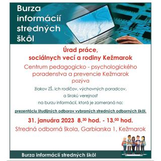 Pozvánka na Burzu informácií žiakov stredných škôl v priestoroch našej školy