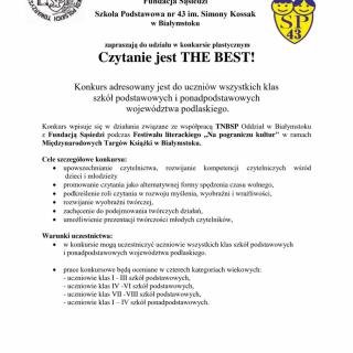 "CZYTANIE JEST THE BEST" - KONKURS