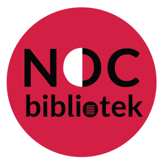 Logo Noc Bibliotek w czerwonym kółku