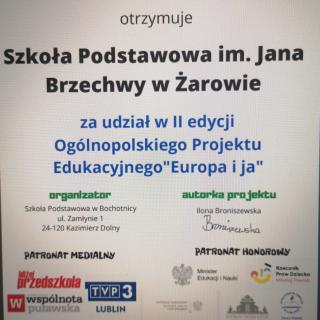 Ogólnopolski Projekt Edukacyjny „Europa i ja” zakończony!!! 