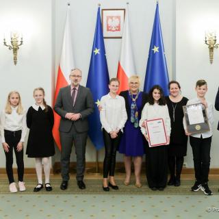 Delegacja wyróżnionych uczniów w Pałacu Prezydenckim w Warszawie