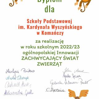 Podsumowanie ogólnopolskiej innowacji pedagogicznej ,,Zachwycający świat zwierząt"