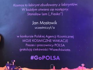 Polska Akademia Kosmiczna doceniła naszych pierwszoklasistów