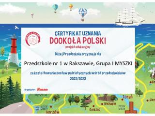 2023-06-23 certyfikat ,, DOOKOŁA POLSKI" GR. ,,MYSZKI"