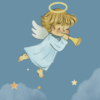 Plakat z aniołem.