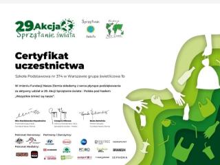 Certyfikaty za udział w 29. Sprzątaniu Świata