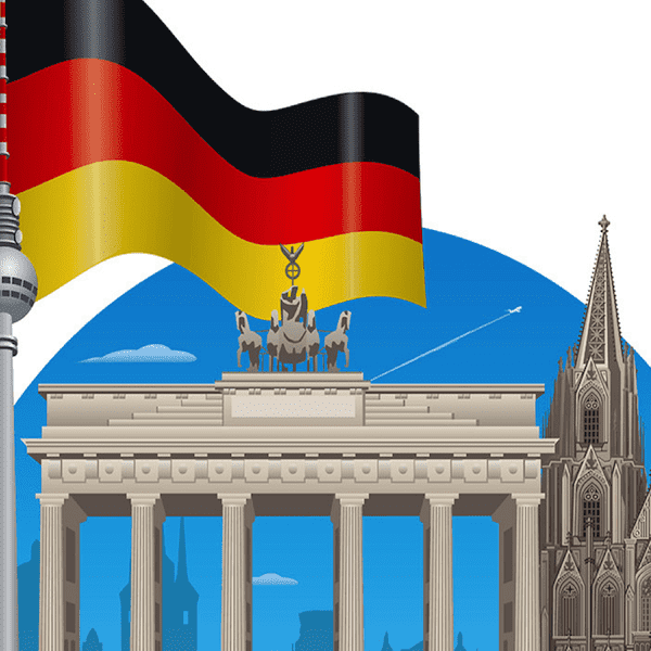 brama brandenburska dom katedra kolońska flaga RFN ilustracja