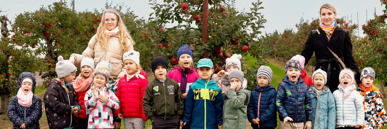 "Wniosły dzieci z sadu koszyk przepełniony: jabłek żółtych, jabłek kraśnych, jabłuszek zielonych"