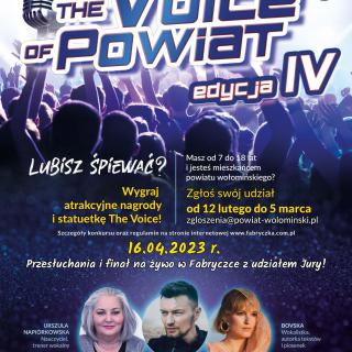 Plakat z napisem The Voice of Powiat edycja IV