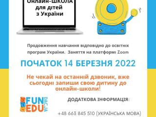 Zajęcia Szkoły Online dla dzieci z Ukrainy