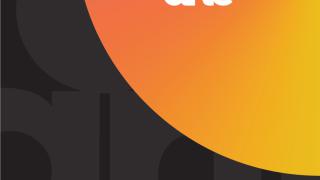 Plakat pro arte czarno pomarańczowy z napisem Lubuski Festiwal Piosenki pro arte