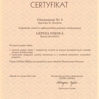 Certyfikat dla G5