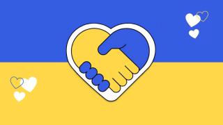 Serce na tle fladi Ukrainy