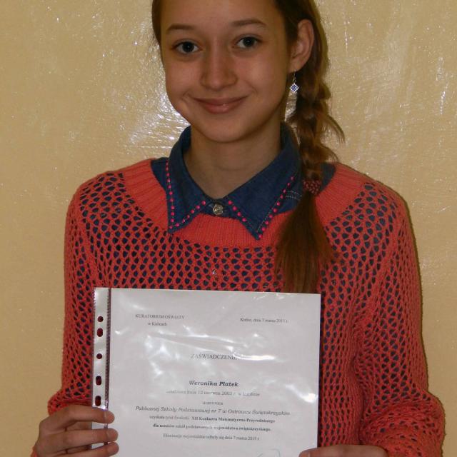 Weronika finalistką Konkursu Matematyczno-Przyrodniczego 2015 zdjęcie