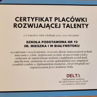 Zwycięzcy Ogólnopolskiego Konkursu „Orzeł Ortograficzny”