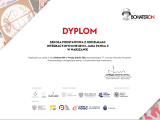 BohaterON – Dyplom dla SP 82 w Warszawie