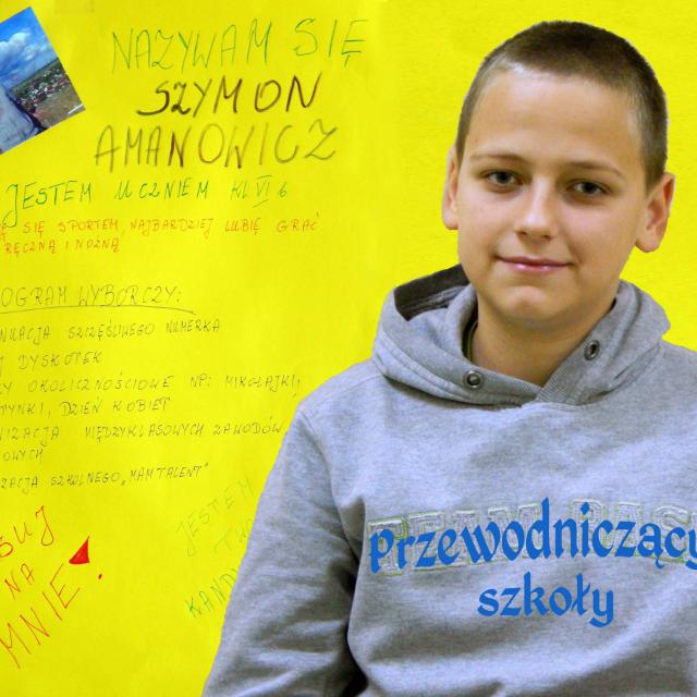 Szymon Amanowicz przewodniczącym szkoły 2014 zdjęcie