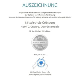 "Expertschule" für MS Grünburg