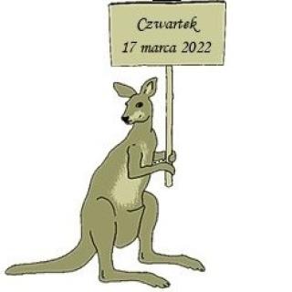 kangur z tabliczką czwartek 17 marca 2022