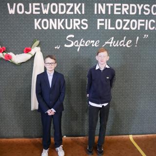 Stanisław Dudzik i Wojciech Wojtas wyróżnieni w Wojewódzkim Interdyscyplinarnym Konkursie Filozoficznym „#Odważ się być Mądrym# Sapere Aude!”