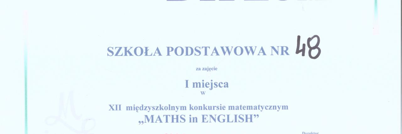 Wyniki Międzyszkolnego Konkursu Matematycznego w języku angielskim