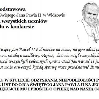 KONKURS! List do Ojca Świętego Jana Pawła II