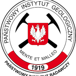 Na zdjęciu logo Państwowego Instytutu Geologicznego "Myślą i młotem"
