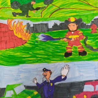 II miejsce Zuzi Adamczyk w konkursie na rysunek pt. "Co wiem o pracy policjanta, strażaka, żołnierza ...?