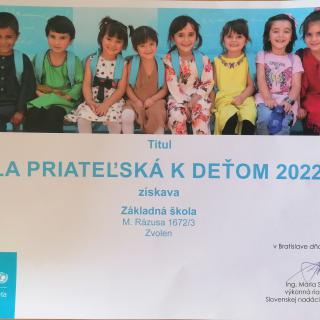 ŠKOLA PRIATEĽSKÁ K DEŤOM 2022/2023 